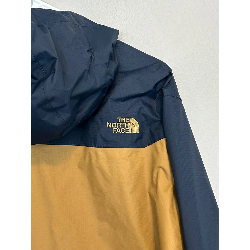 The North Face Mens venture Rain Jacket Blue Mustard Yellow Colorblock Hooded XL